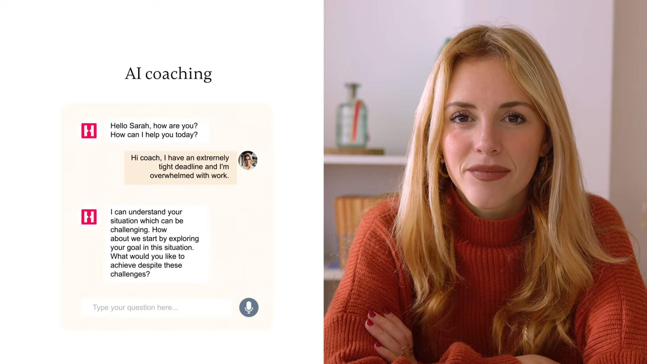 AI coaching role play with avatar by Coachello