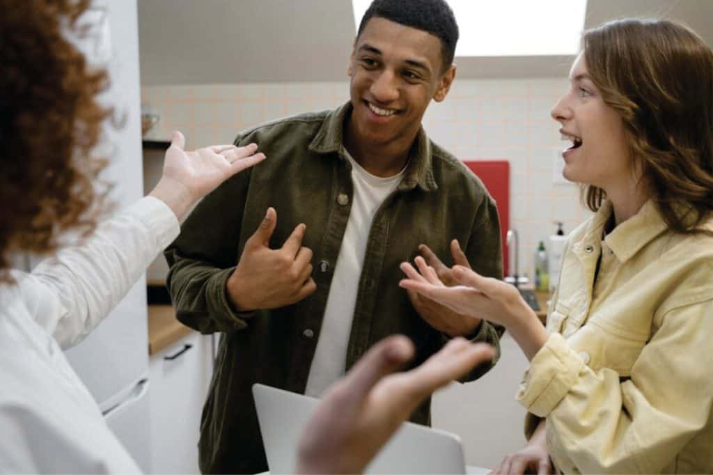 professional practicing communication skills with AI coaching tool
